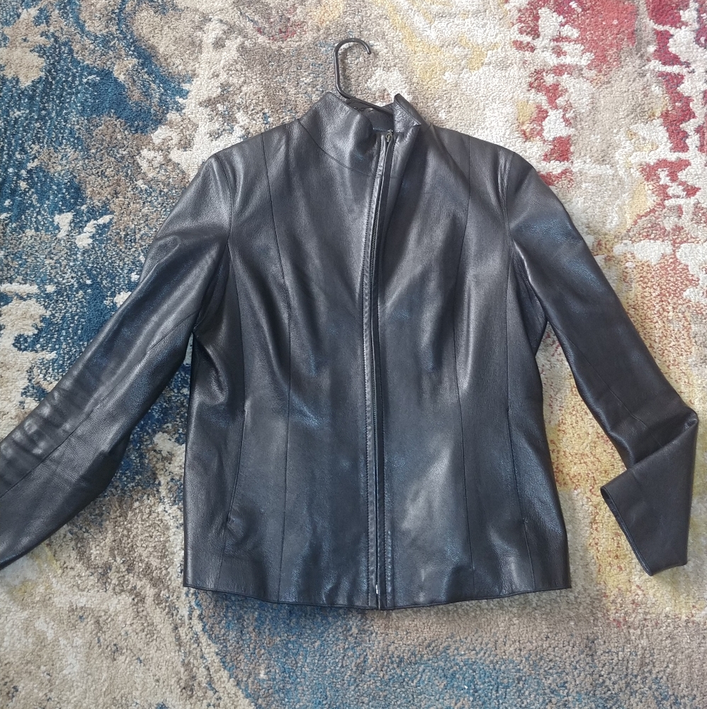 Cole Haan lambsking leather jacket Size 12